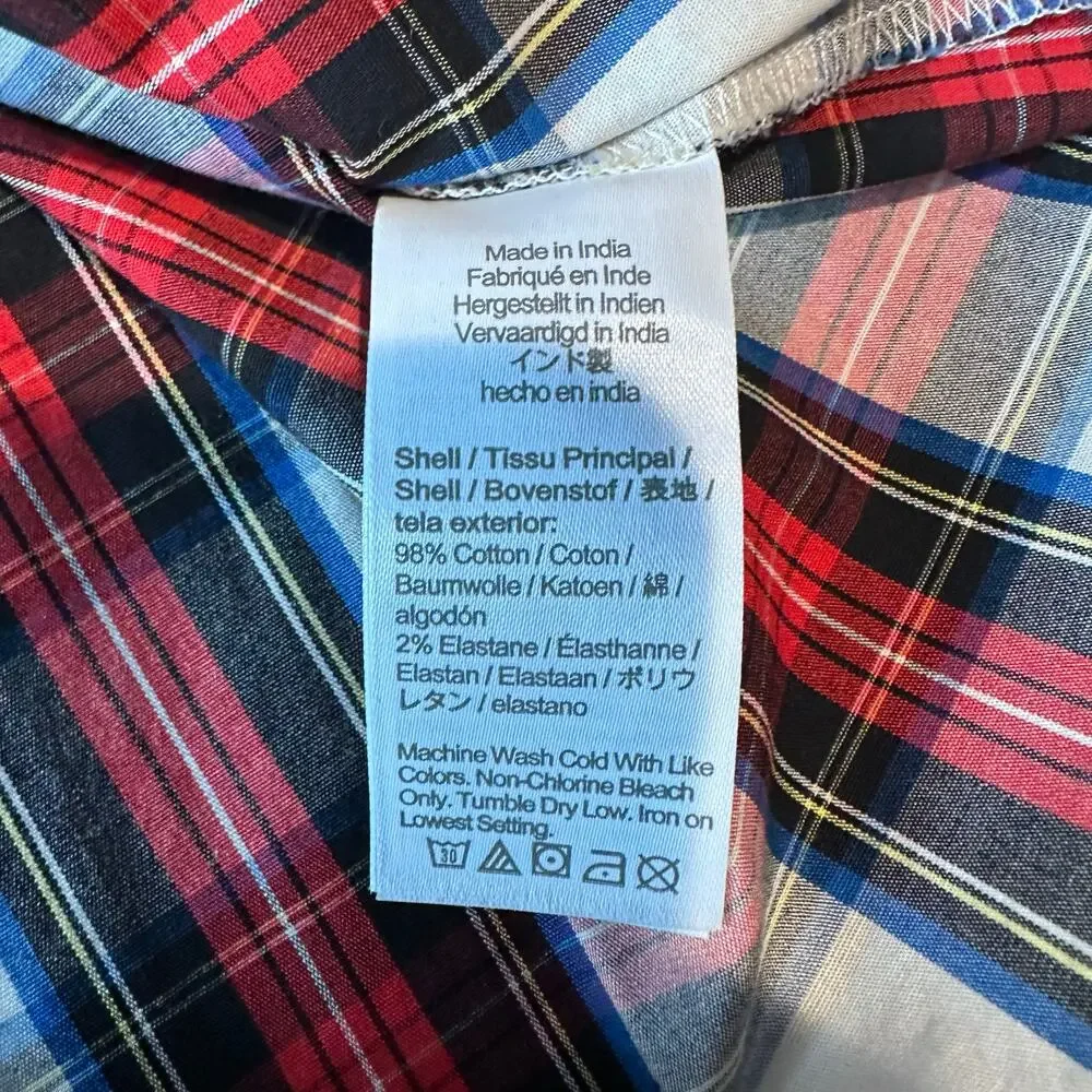 J. Crew Crewcuts Factory Girls' Plaid Top with jeweled buttons 8